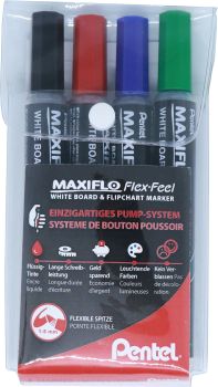 PENTEL Whiteboard Marker Maxiflo MWL5SBF-4 FlexFeel, 4 Stück