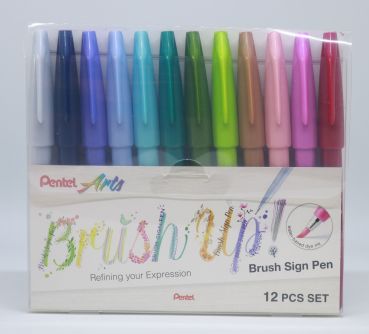 PENTEL Brush Sign Pen SES15C-12P1 12 Farben, Etui