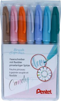 PENTEL Brush Sign Pen Set SES15C-7PC 7 Farben