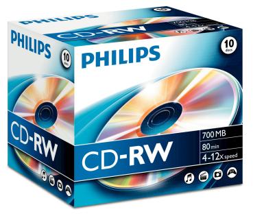 PHILIPS CD-RW Jewel 80 Min./700MB 4651 10 Pcs