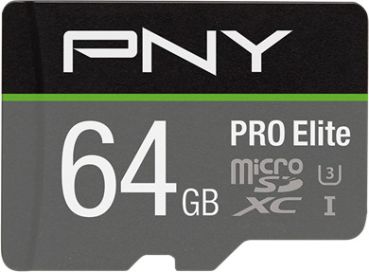 PNY micro-SDXC Pro Elite 64GB P-SDU64GV31100PRO-GE UHS-I U3 A1 & adapter