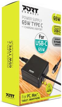 PORT PowerSupply 65W-Type-C EU 900097 black,& 1 charging USB Port