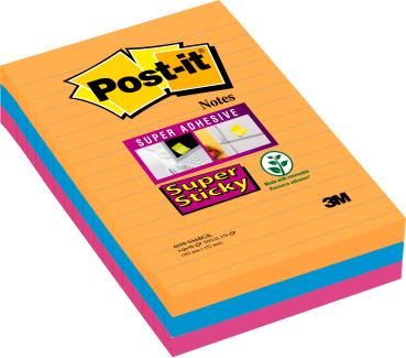 POST-IT Super Sticky Bangkok 152x101mm 4690SS3BG 3-farbig 3x90 Blatt