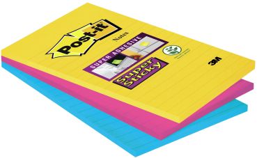 POST-IT SuperSticky Rio 152x101mm 4690SS3RI 3-farbig, liniert 3x90 Blatt