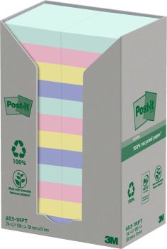 POST-IT Haftnotizen Recycling 51x38mm 653-1RPT-N 4-farbig, 24x100 Blatt