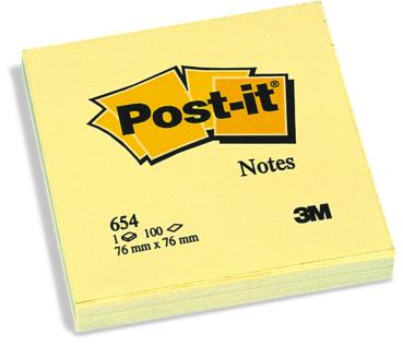 POST-IT Block 76x76mm 654Y gelb/100 Blatt