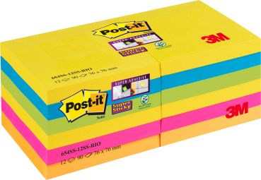 POST-IT Block Super Sticky Rio 6556SSRIO 5-farbig, 6x90 Blatt 127x76mm