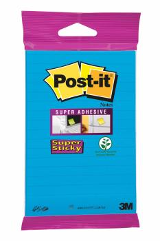 POST-IT Block Super Sticky 102x152mm 6844L-NB hellblau,45 Bl.,liniert,hängb.