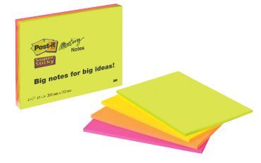 POST-IT Super Sticky Big Notes 4x45Bl. 6845-SSP 4 Farben ass. 152x203mm