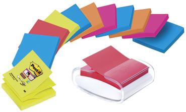 POST-IT Super Sticky Dispenser 76x76mm PRO-W12N 5 Farben 12x90 Blatt