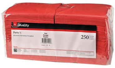 QUALITY Servietten Party 24x24cm 992170 rot 250 Stück