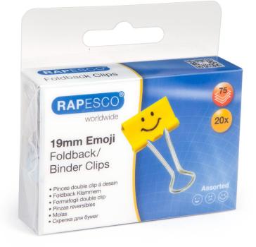 RAPESCO Foldback Clip Emoji 19mm 1351 gelb 20 Stück