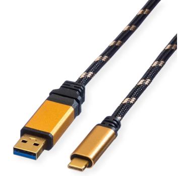 ROLINE USB-A-C, Lade & Datenkabel 11.02.9013 Gold, ST/ST, 3.2 Gen2 1m