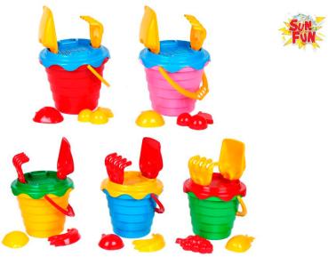 ROOST Sun Fun Eimer Set 15.5x17x23cm 720606 6-teilig, 5 assortiert