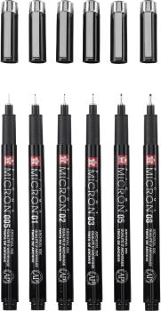 SAKURA Pigma Micron Set 0.05-0.8mm POXSDKB6 mit Stifteetui 6 Stück