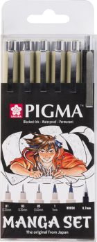 SAKURA Manga Pigma Set POXSDKMAN6 3xMic/1xGraph/1xBru/1xPenc