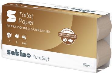 SATINO Toilettenpapier PureSoft 628528 3-lagig, 8 Rollen à 250 Blatt