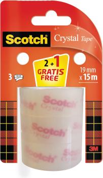 SCOTCH Klebeband Crystal 19mmx15m 6-1915R2N+1 2 Rollen + 1 gratis