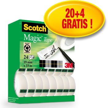 SCOTCH Magic Tape 810 19mmx33m 8-1933R24 invisible, 20+4, 24 Stk.