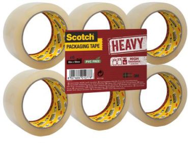 SCOTCH Verpackungsband 50mmx66m HV.5066.F6.T. Heavy, transp. 6 Rollen