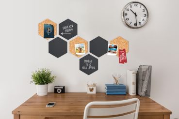 SECURIT Kreidetafel/Kork Set HEXAGON FB-CB-HEX schwarz 20x23x2cm