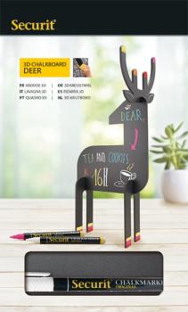 SECURIT Kreidetafel BAMBI T3D-DEER schwarz 31x14.7x11.3cm