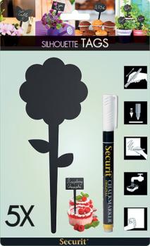 SECURIT Gartenstecker SILHOUETTE TAG-FLOWER-5 schwarz 18x7x0.1cm