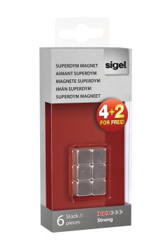 SIGEL SuperDym-Magnete 10x10x10mm GL192 6 Stück