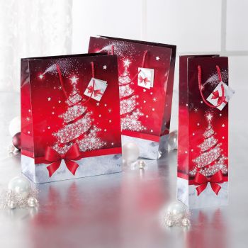 SIGEL Geschenktasche Sparkling Tree GT024 Glanz 100x350x80mm 5 Stk.