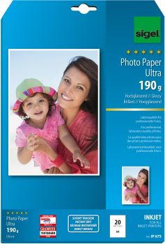 SIGEL InkJet Fotopapier A4 IP675 190g,glossy, weiss 20 Blatt