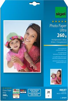 SIGEL InkJet Fotopapier A4 IP677 260g,glossy, weiss 20 Blatt