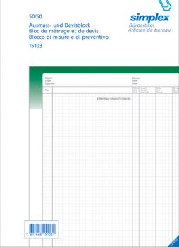 SIMPLEX Ausmassbuch A4 15103 grün/weiss 50x2 Blatt