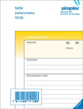 SIMPLEX Lieferscheine D A6 15120D gelb/weiss 50x2 Blatt