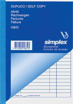 SIMPLEX Rechnungen D/F/I A6 15830 weiss/gelb 45x2 Blatt