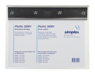 SIMPLEX Schreibplatte Platfix 32001 aluminium, für A5 quer