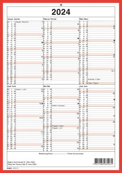 SIMPLEX Wandkalender 2023 2024 4032040.24 A4,rot/weiss