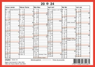 SIMPLEX Wandkalender 2024 4032240.24 A6,rot/weiss