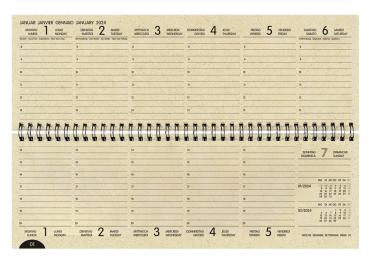 SIMPLEX Pultkalender Graspapier 2024 40658.24 290x105mm,farbig