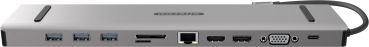 SITECOM USB-C Multi Dock 2xHDMI,VGA CN-389 3x USB-A,LAN, SD, mSD USB-C PD