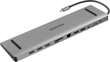 SITECOM USB-C Multi Dock 2xHDMI,VGA CN-389 3x USB-A,LAN, SD, mSD USB-C PD