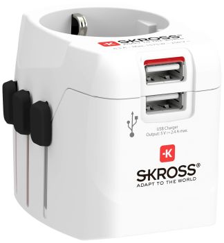 Skross world travel adapter 1.302460 pro light usb 2xa - Skross-1302460-7640166323624