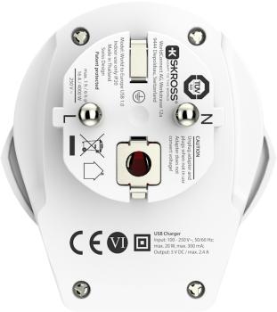 SKROSS Country Travel Adapter 1.500266 World to EU with USB white