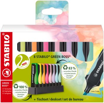 STABILO Textmarker GREEN BOSS 2-5mm 6070/08-5 Tischset 8 Stk.