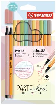 STABILO Pen 68 & Point 88 0.4mm 6888/12-7-7 Pastellove 12 Stück