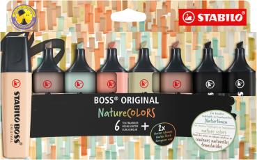 STABILO Boss Leuchtmarker Original 70/8-2-1 Nature Colors 6 + 2 schwarz