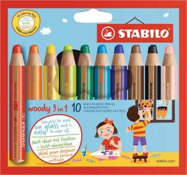 STABILO Farbrstift Woody 880/10 3in1, 10er Etui