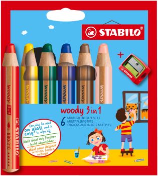 STABILO Farbstifte Woody 3 in 1 8806-2 6 Farben Etui