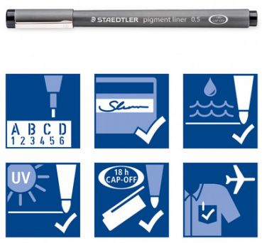 STAEDTLER Pigment Liner 0,5mm 30805-9 schwarz