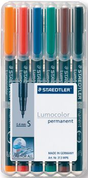 STAEDTLER Lumocolor permanent S 313-WP6 6 Farben ass.