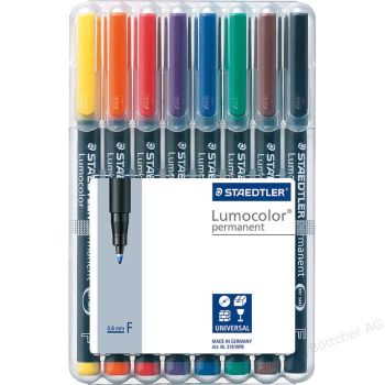 STAEDTLER Lumocolor permanent F 318 WP8 8 Farben ass.